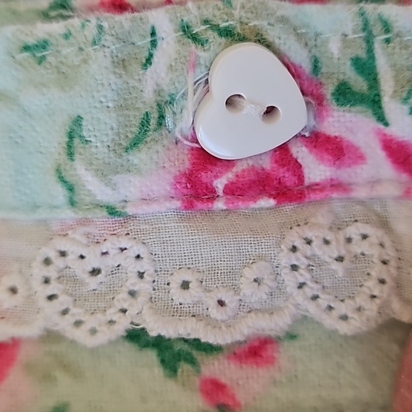 Lanz of Salzburg 1X flannel pajama set. Green pink + yellow EUC - Picture 13 of 14